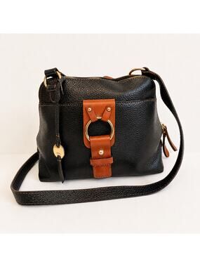 Lodis Leather Crossbody Under Lock & Key Black Brown Pebbled Gold Hardware Bag